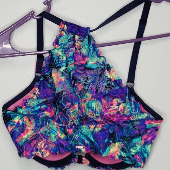 NWT PINK Victoria's Secret Date Racetrack Bra multi color 32DD front closure - Picture 8 of 8